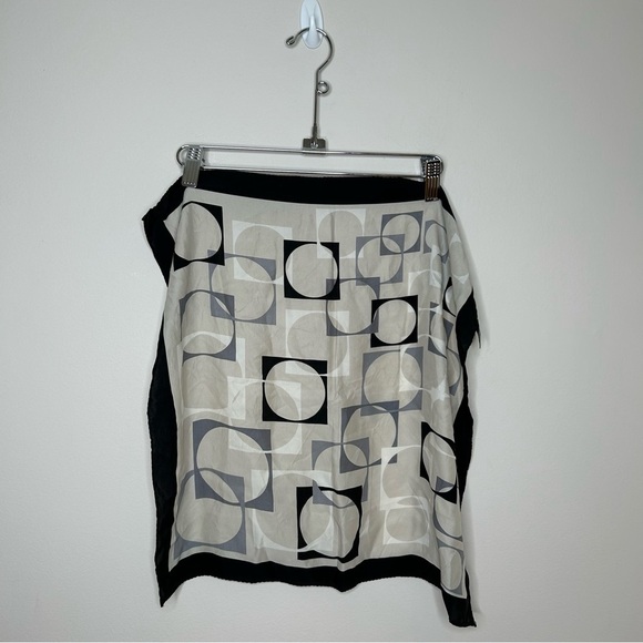 The Tie  Rack Silk Scarf Small Square Neckerchief Black and White Print - Picture 2 of 7